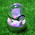3D Pokemon Crystal Ball Mewtwo Pikachu Gengar Crystal Glass Pokemon Ball Pokeball Statue Figure Night Light LED Base Toy Gift. 
