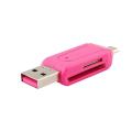 OTG and USB Card Reader - Pink. 