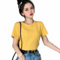 Girl Candy Color T Shirt Girls Short Slimming Top 2024 Korean Style Sweet Fresh All-Matching Bottoming Shirt for Women.