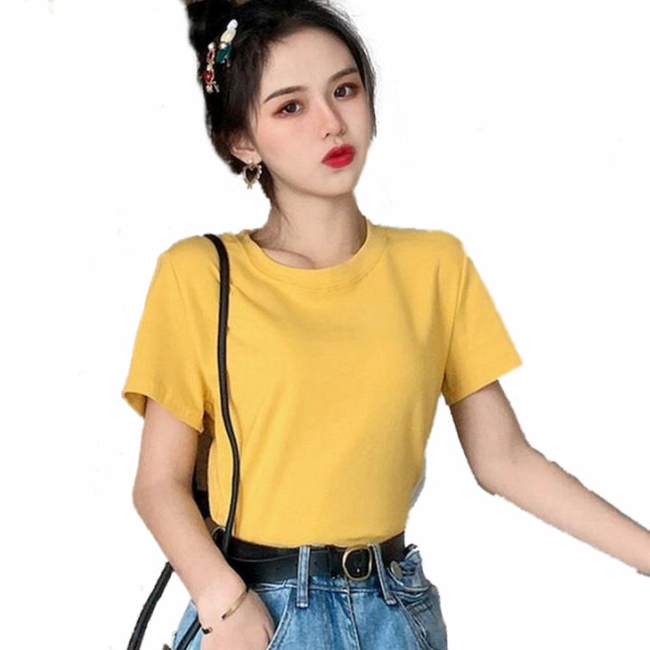Girl%20Candy%20Color%20T%20Shirt%20Girls%20Short%20Slimming%20Top%202024%20Korean%20Style%20Sweet%20Fresh%20All-Matching%20Bottoming%20Shirt%20for%20Women%20-%20Image%205