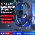 Sy-t830 Wireless Headphone Bluetooth-compatible Headset Low-latency Built-in Microphone Luminous E-sports Gaming Earphones. 