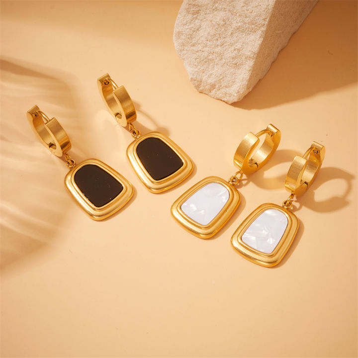 316L%20Stainless%20Steel%20Black%20White%20Geometric%20Necklace%20Bracelets%20Earrings%20For%20Women%20New%20Trendy%20Jewelry%20Set%20Wedding%20Gift%20-%20Image%205