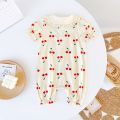 (New) baby girls cute cherry jumpsuits summer short sleeve newborn girls rompers cotton infantils clothes. 
