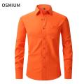 Men Spring Summer US Size Formal Dress Shirt Boys Oversize Orange Green Long Sleeve Casual Button Single Breasted Shirt Xxxl.