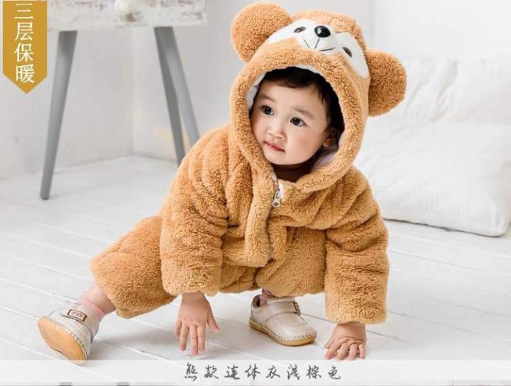 1 Piece Winter Infant Hoodies Onesie Pajamas Anime Cartoon Cute Jumpsuit Thicken Flannel Zipper Newborn Ropa Bebe