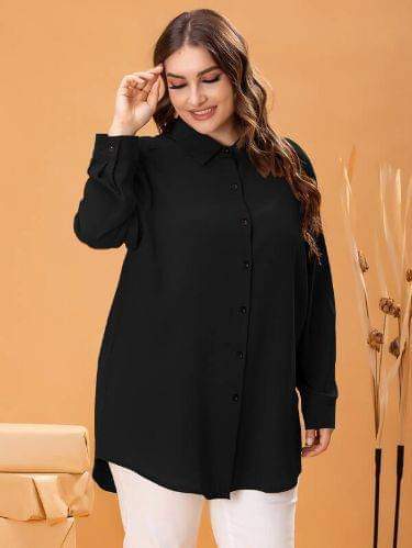 Western Fashion Black Color Tops Long kurti Premium Soft Cheri Georgette Ladies Shirt for Girls
