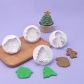 Kulai decorative white plastic stamper opp christmas simulation biscuit mold baking four-piece christmas spring mold. 