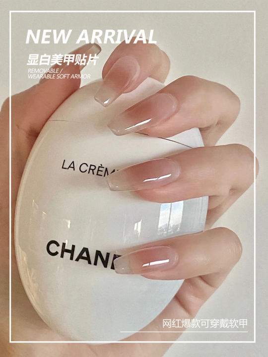 24pcs/%20box%20False%20Nail%20Pink%20Gradient%20Glitter%20Nails%20Full%20Cover%20French%20Korean%20Manicuree%20Rhinestone%20Shiny%20Artificial%20Nails%20-%20Image%205
