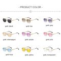 HBK Blue MIRROR Frameless Gold Metal Ladies Sunglasses Men Rimless Brown Sun Glasses For Women Fashion Shades Cutting Eyeglass. 