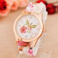 Casual Fashion Watch Printed Silicone Strap Clock Luxury Quartz Ladies Watches Women Flower Pattern Multi-Color Wristwatch Reloj. 