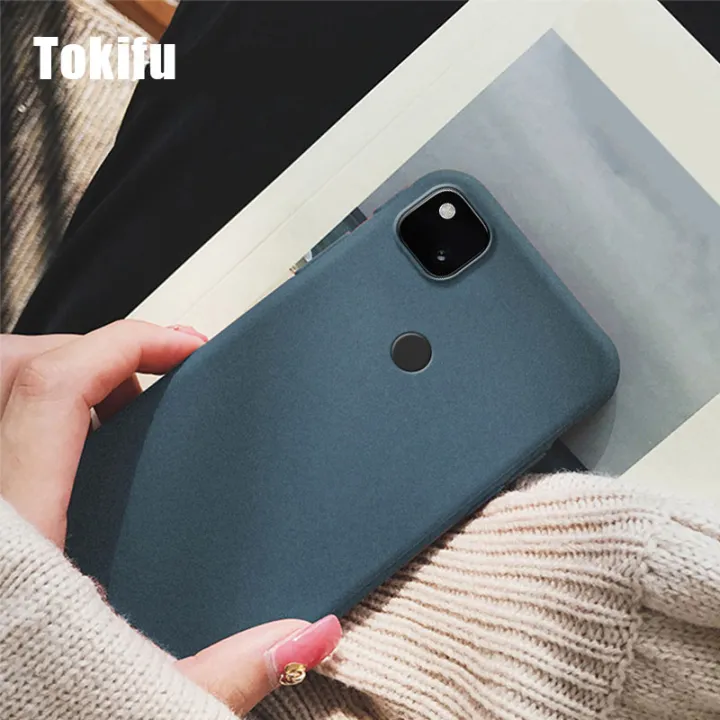 Tokifu%20For%20Google%20Pixel%204A%204G%20Case%20Matte%20Simple%20Solid%20Color%20Soft%20Silicone%20TPU%20Case%20Cover+Lanyard%20-%20Image%202