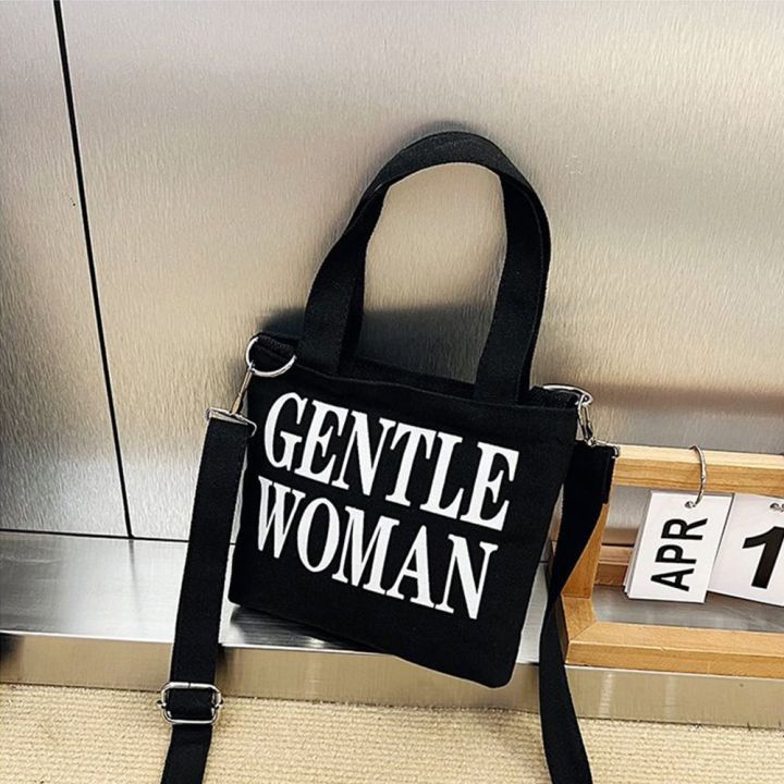 DSGAFHS gentle woman tote bag gentlewoman bag GENTLEWOMAN gentlewoman official store Thailand Gentlewoman Canvas Crossbody Bag Zipper Letter Casual Handbag Women