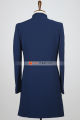 Raj Fashion Navy Blue Plain Italian Indowestern Sherwani. 