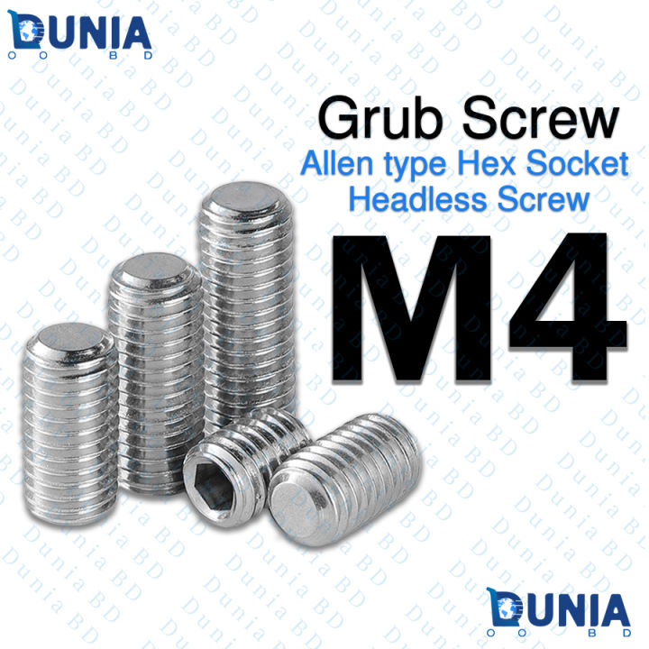 M4 Grub Screw Stainless Steel Flat Point