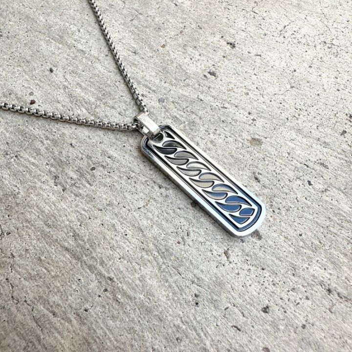 New%20Men's%20Bar%20Necklace%20Black%20Pendant%20with%20Stainless%20Steel%20Box%20Chain%20Elegant%20Simple%20%20Chain%20for%20Men%20-%20Image%205