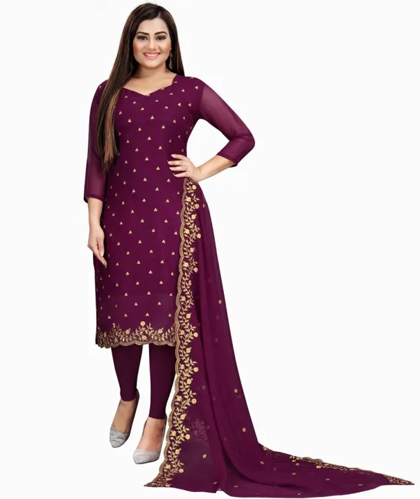 A.S.S Bangla Georgette Jorjet Un Raedyy Shalwar Kameez Three Piece