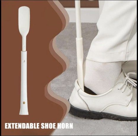 Shoe Horn, Shoe Helper Stick, Adjustable Plastic Shoe Helper, Portable Foldable Helper with Long Handle for Boots
