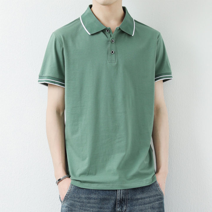 Shen%20Geng%20men's%20solid%20color%20short%20sleeve%20polo%20shirt%20men's%20Korean%20version%20of%20the%20lapel%20light%20mature%20casual%20paul%20shirt%20summer%20half%20sleeve%20t-shirt%20men%20-%20Image%207