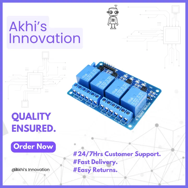 4-Channel Relay Module For Arduino based Home Automation 5V DC No ...