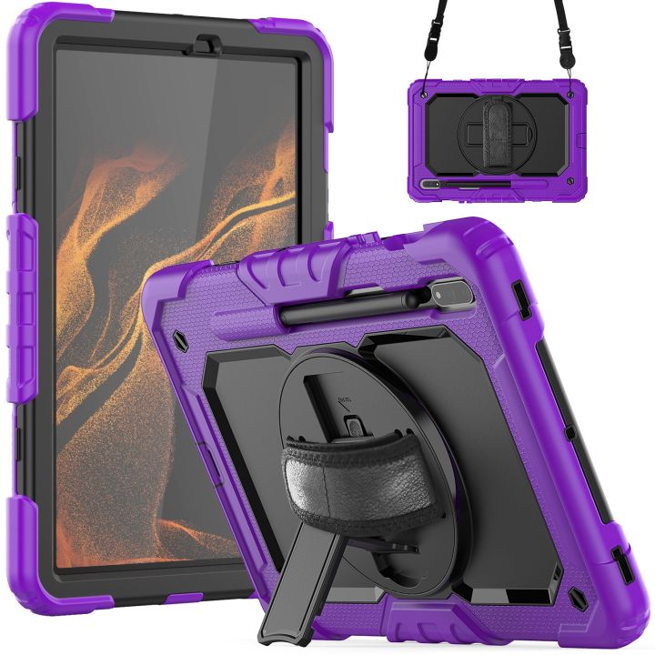 For Samsung Galaxy Tab S8 11 inch SM-X700 Silicone + PC Tablet Case(Orange+Black)