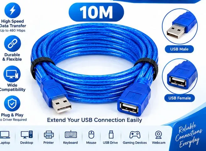Usb 5 M 1.5m,3m,5m,10miter USB Extension Extender Cable | Daraz.com.bd