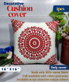 Cushion Cover Full washable with Color Guarantee 100% cotton fabric and zipper facility Standard 16"X 16" size 1pcs Blue, Cream, White, Red, Brown. 