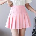 Preppy Style High Waist Solid Pleated Mini Skirt Women Summer Spring Korean Fashion Cute White A-line Skirt Skort Clothes.