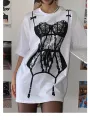 American Street Funny Bikini Print T-shirt Women 24 Summer Design Short Sleeve Round Neck Bottoming Shirt Top. 