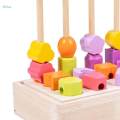 Wooden Beads Sequencing Toy Set Shape Color Sorter.