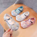 2024 Spring New Fashion Water Brick Cartoon Princess Korean Edition Little Girl Sequin Leather Soft Sole Baby Shoes. 