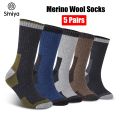 SIMIYA 5 Pairs Merino Wool Socks for Men Hiking Socks Winter Wool Warm Socks Breathable Crew Thermal Socks Against Cold(US 7-13). 