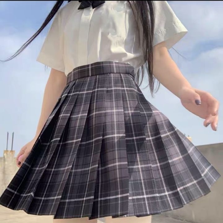 Korean%20Fashion%20Pleated%20Skirt%20Mini%20Skirts%20Womens%202021%20Summer%20High%20Waist%20Kawaii%20Pink%20Black%20Plaid%20Skirt%20Harajuku%20Skirt%20Mujer%20Faldas%20-%20Image%204