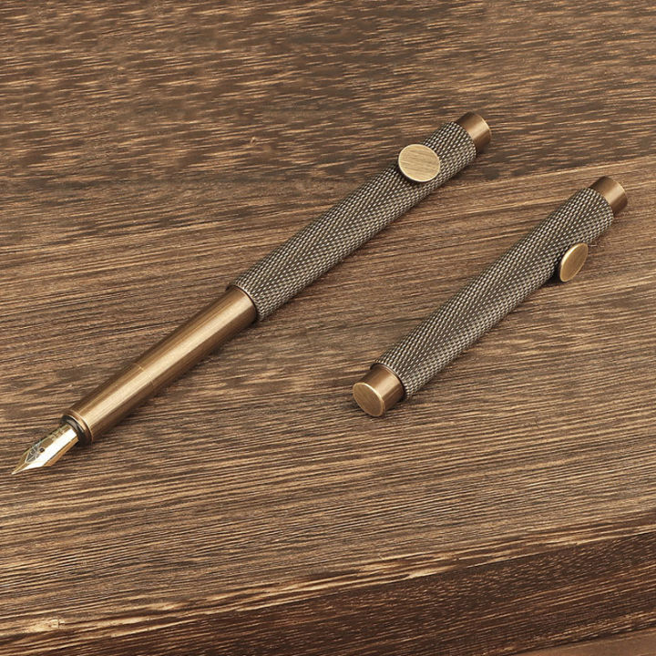Retro Metal Fountain Pen For Students Vintage Brass Pens Mini Portable Writting Pen Scalable Fountain Pen School Office Supplies Shapewear