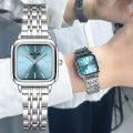 Stainless Steel Watch Women's Ins Style Simple Student Quartz Watch Casual Fashion Versatile Luxury Small Square Wristwatch. 