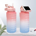 Set of 3 BPA-free Water Bottles 64 oz 32 oz and 16 oz 3 in 1 Motivational Sport Drinking Jug with Mobile Holder Handle and Straw. 