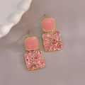 1 Pair Luxury Female Crystal Zircon Stone Earrings Fashion Diamonds Gemstones Square Rhinestone Earrings Bling Bling Geometric Drop Earring for Girls Women.