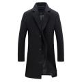 Fashion Winter Men's Solid Color Trench Coat Warm Long Jacket Single. 