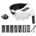 9 in 1 Wet Basket Vegetable Cutter - Multi-Function Vegetable Cutter with Drain Basket Magic Rotate Vegetable Cutter. 