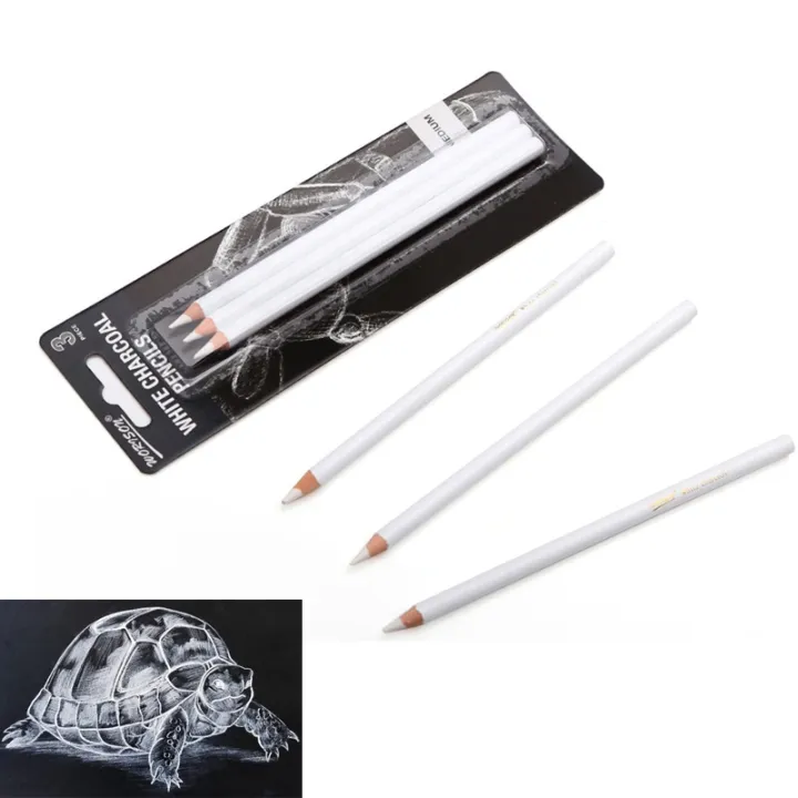 Art Supplies 3Pcs White highlight brush Sketch Charcoal Pencils Standard Pencil Drawing Pencils Set For School Tool Painting