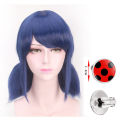 Anime Cosplay Wig for Girls Women Blue Hair with Red Stud Earrings Halloween Cosplay Girls Superhero Anime Dress Up. 