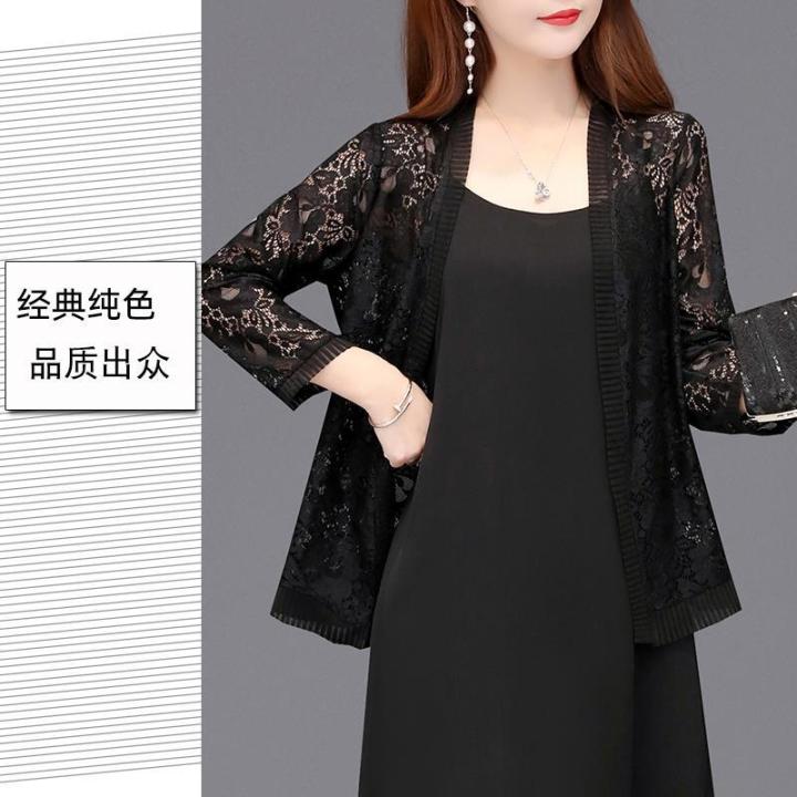 Summer%20New%20Lace%20Cardigan%20Short%20One-Suit%20Skirt%20Small%20Shawl%20Sun%20Protection%20Clothing%20Women's%20Air%20Conditioning%20Shirt%20Mom%20Wear%20Spring%20Thin%20Coat%20-%20Image%203