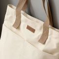 TAG Lifestyle Canvas Tote Bag/Fashionable Top Handle Off White Color With 2 Big Outside Pocket and Zipper Enclosure for girls For University/College/Trendy Fashionable Women.