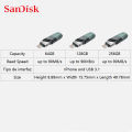 SanDisk USB Flash Drive iXpand Flip OTG Lightning USB 3.1 Stick 64GB 128GB 256GB Pen Drive MFi For iPhone iPad and USB Type-A. 