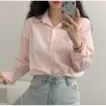 Spring and Autumn New Pure Color Korean Style Long-Sleeved Shirt Women's Design Sense Minority All-Match Casual Overshirt.