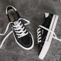 IELGY Men's classic black and white canvas shoes fashion men's shoes. 