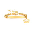 Custom Personalized Name Baby ID Bracelet, Stainless Steel Curb Chain With Crown Bracelet Newborn Gilrs Boy Gifts Not Allergic. 