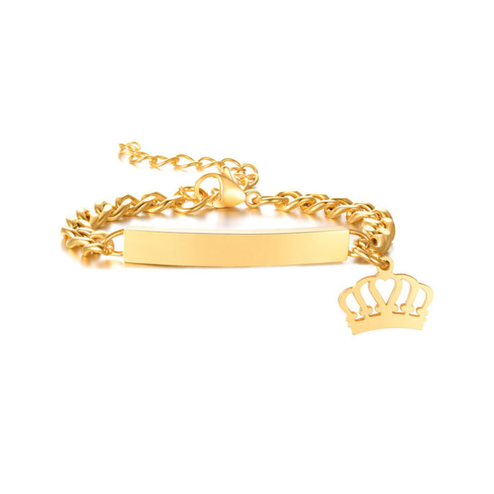 Custom%20Personalized%20Name%20Baby%20ID%20Bracelet,%20Stainless%20Steel%20Curb%20Chain%20With%20Crown%20Bracelet%20Newborn%20Gilrs%20Boy%20Gifts%20Not%20Allergic%20-%20Image%204