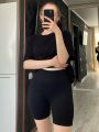 ATHVOTAR Women Sports Shorts Seamless Knit Ribbed Cycling Shorts Female Pants Push Up Elastic Summer Fitness Gym Shorts.