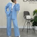 Woman’s Fashionable  Sleeve Tunic Trousers Set - Pomegranate Flower Casual Home Wear Beach Sun Protection Shirt Set Breathable Women Suit Clothing. 