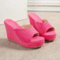 Spring/Summer2024 Women New High Heel Waterproof Table Towel, Plush Solid Color Fish Mouth Sandals Outdoor Fashion Slippers. 